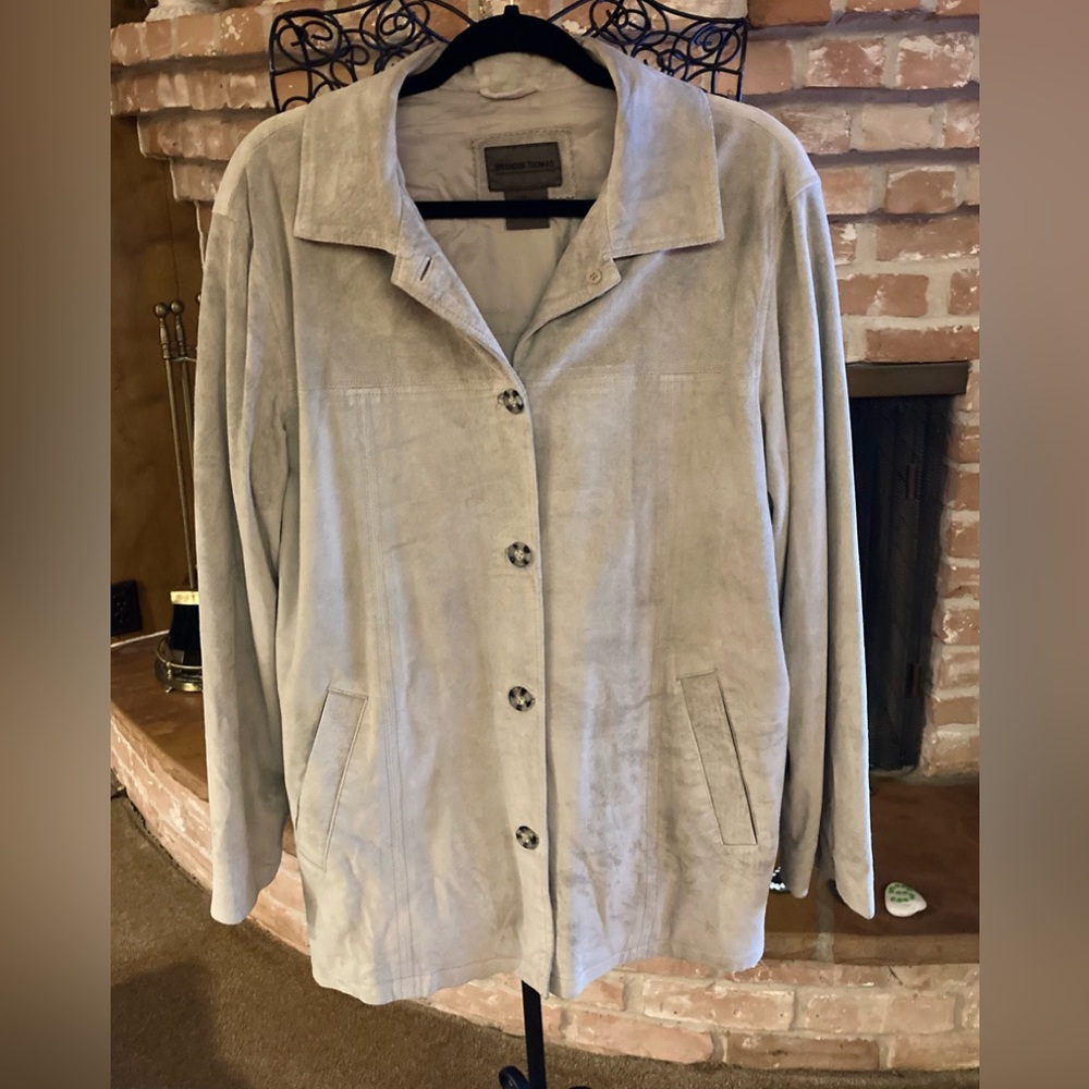 Brandon Thomas 100% Suede Button Up Jacket